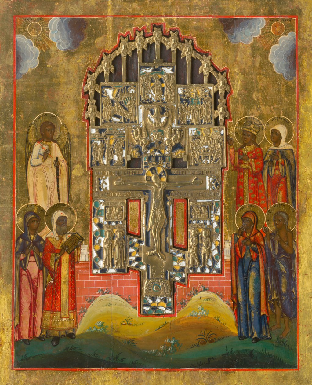 Crucifixion - Icon with Holy Figures by Unbekannt