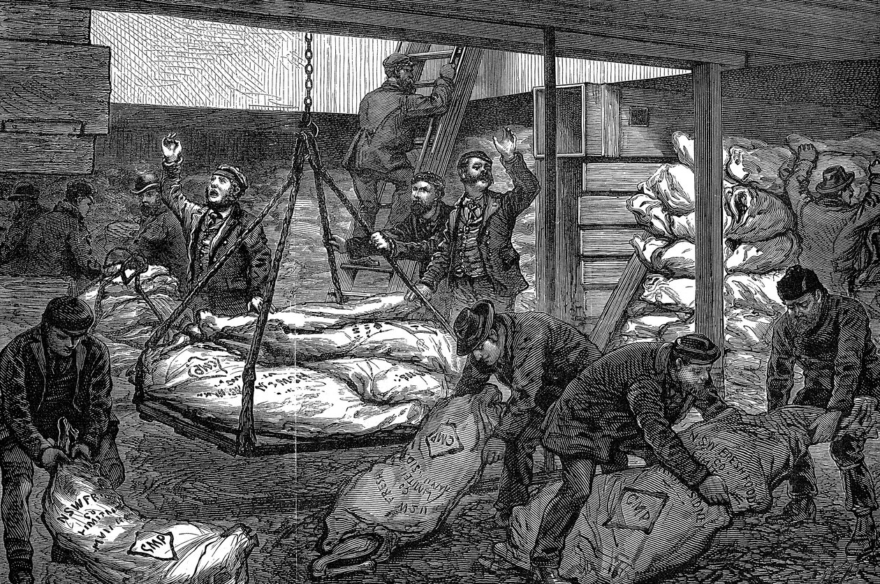Unloading Frozen Meat from Australia, South West India Dock, Millwall, London by Unbekannt