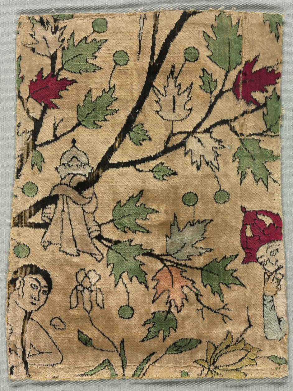 Velvet Fragment, Khusrau Sees Shirin Bathing by Unbekannt