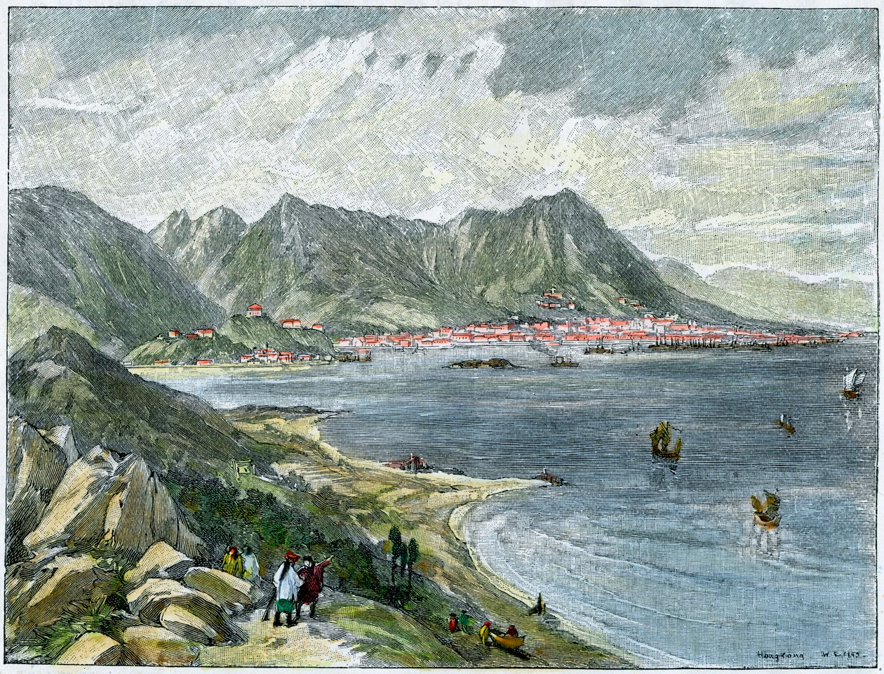 Victoria, Hong Kong, from the Chinese mainland, c1890 by Unbekannt