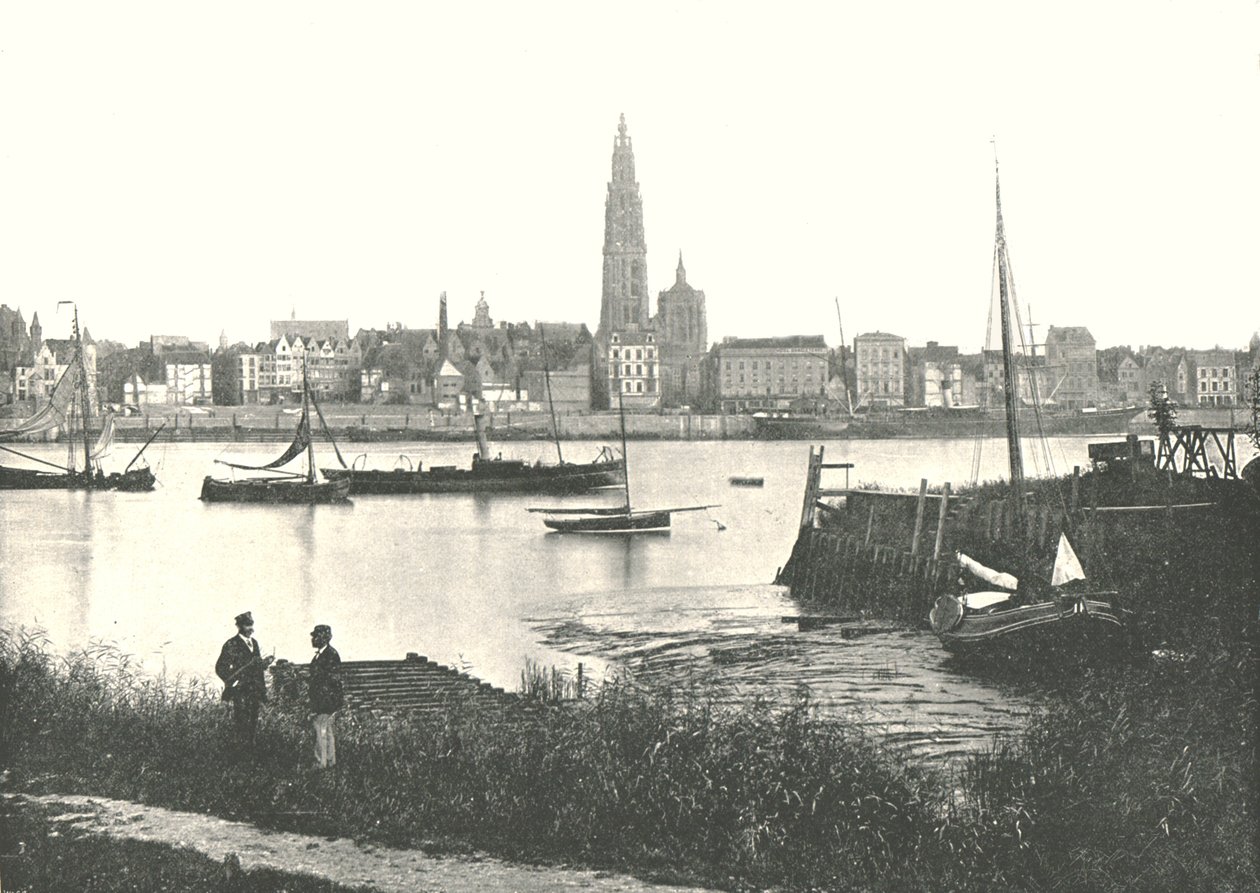 View Across the River to the Cathedral, Antwerp, Belgium, 1895 by Unbekannt