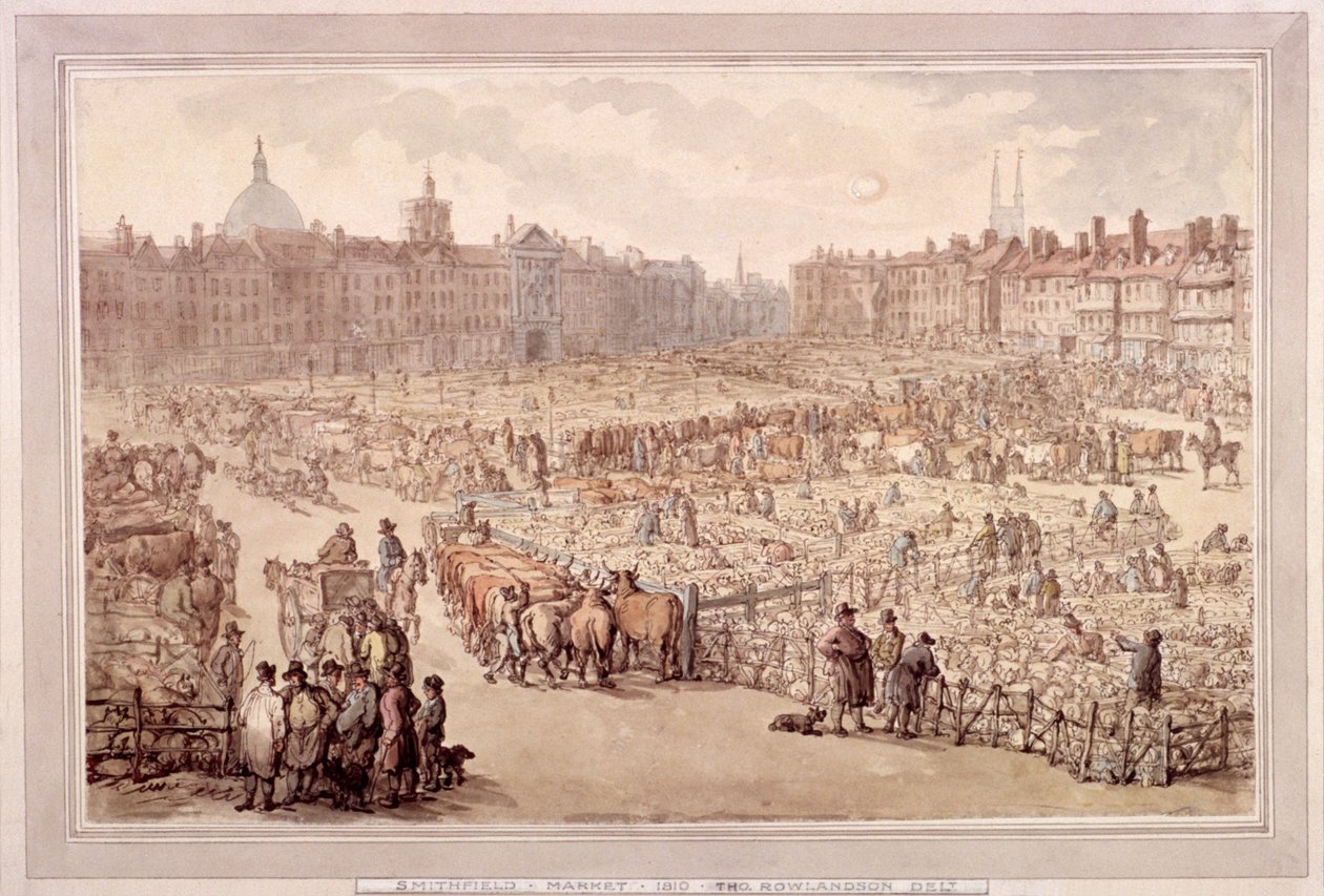 View of Smithfield Market, London, 1810 by Unbekannt