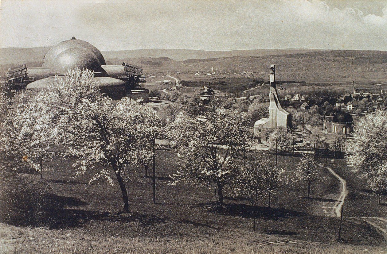 View of the Goetheanum and Heating House, Dornach, Switzerland, 1914-1916 by Unbekannt