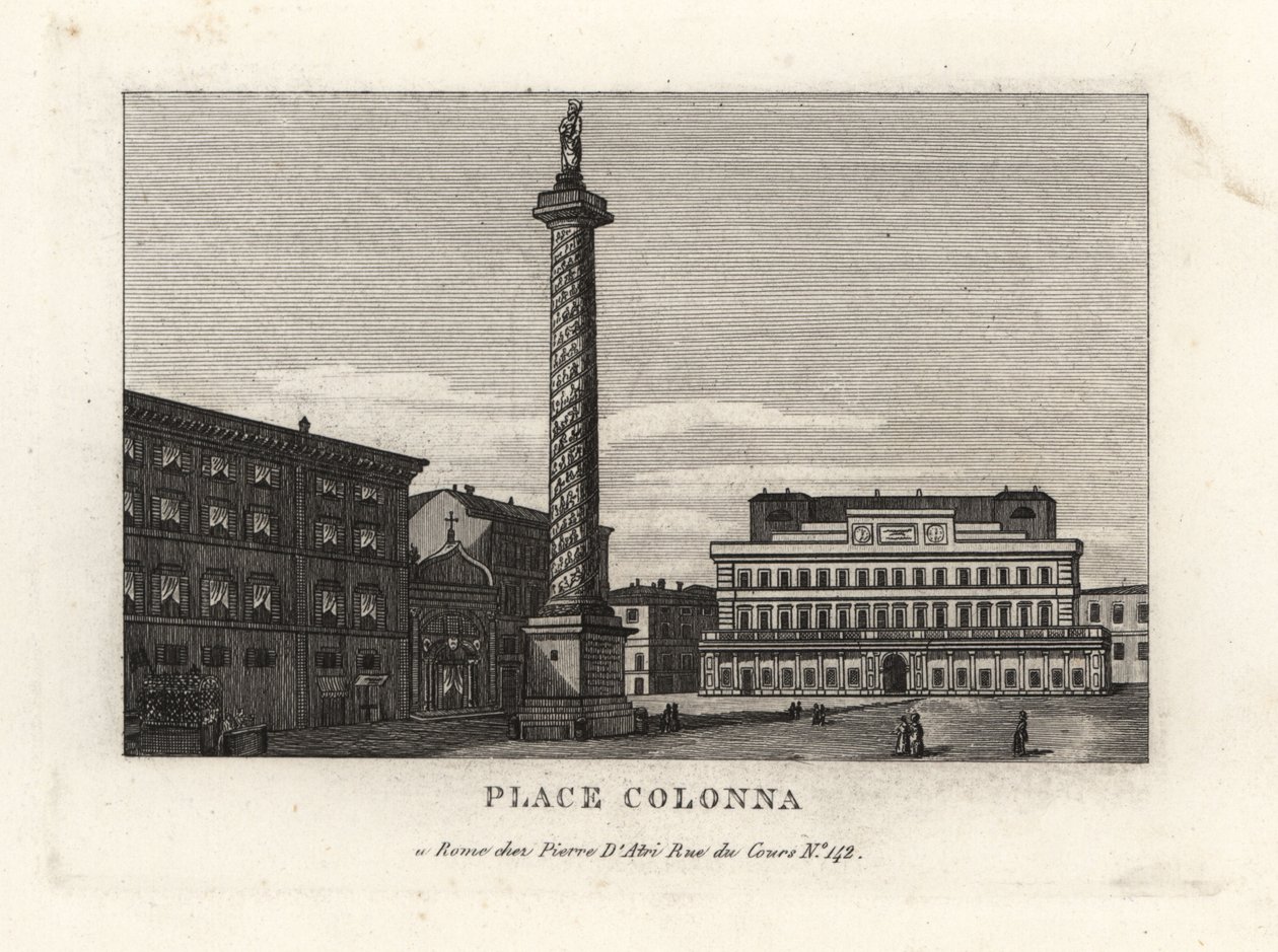 View of the Piazza Colonna with the Column of Marcus Aurelius by Unbekannt