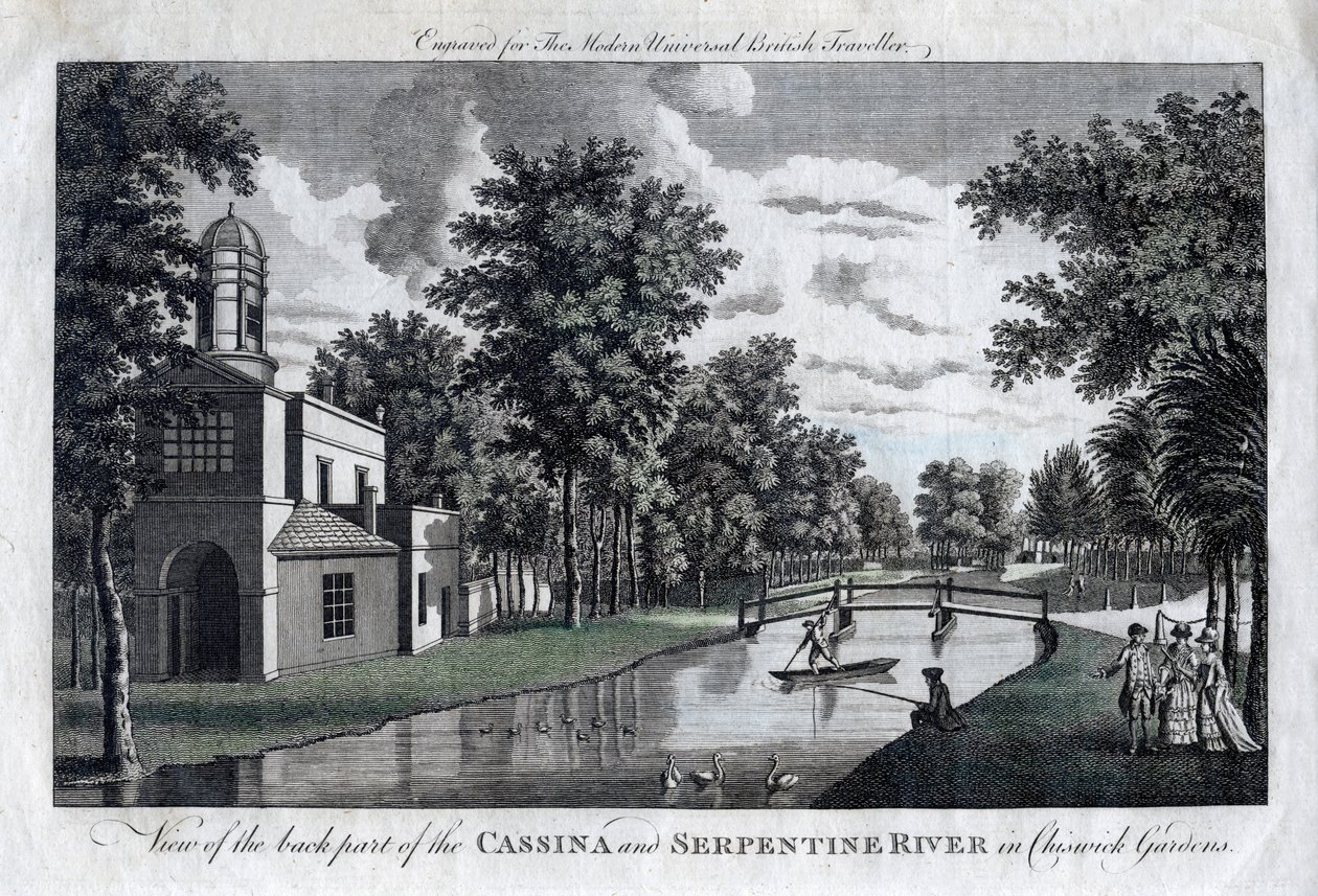 View of the back part of the Cassina and Serpentine River in Chiswick Gardens, London by Unbekannt