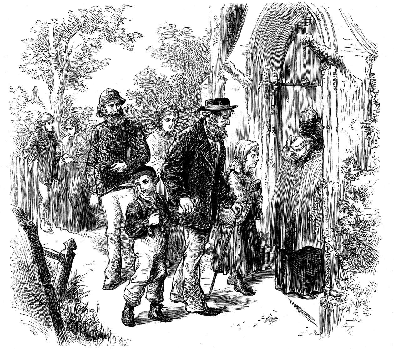Villagers Going to Church on Sunday, London, 1872 by Unbekannt