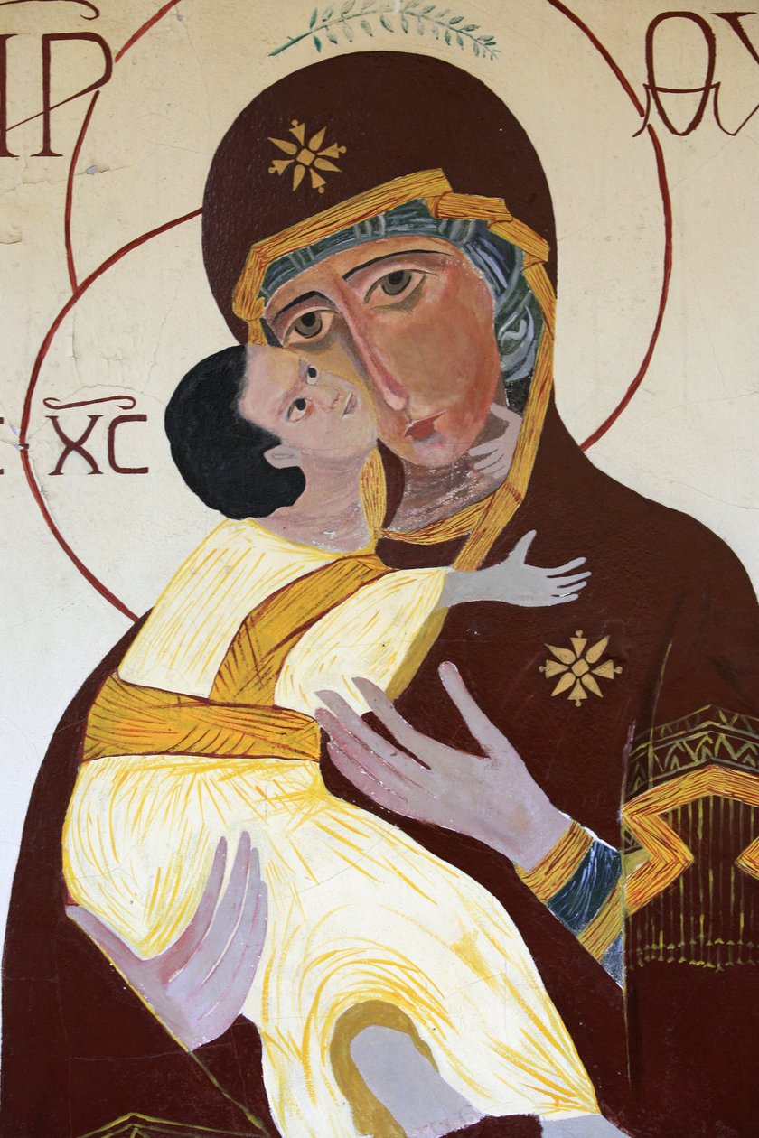Virgin and Child Painting at Keur Moussa Abbey, Keur Moussa, Senegal by Unbekannt