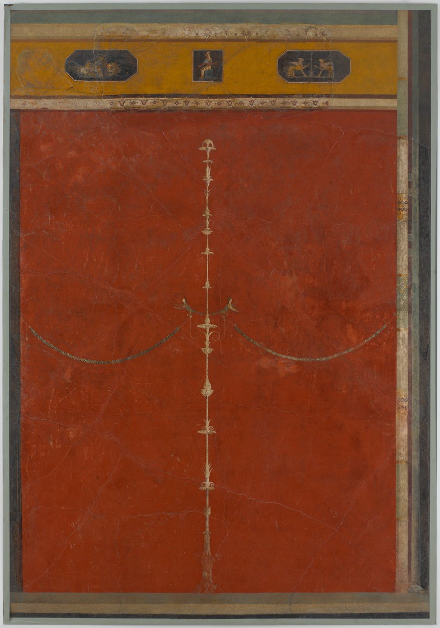 Wall painting on red ground: candelabrum with frieze, from the imperial villa, 1st century B.C. by Unbekannt