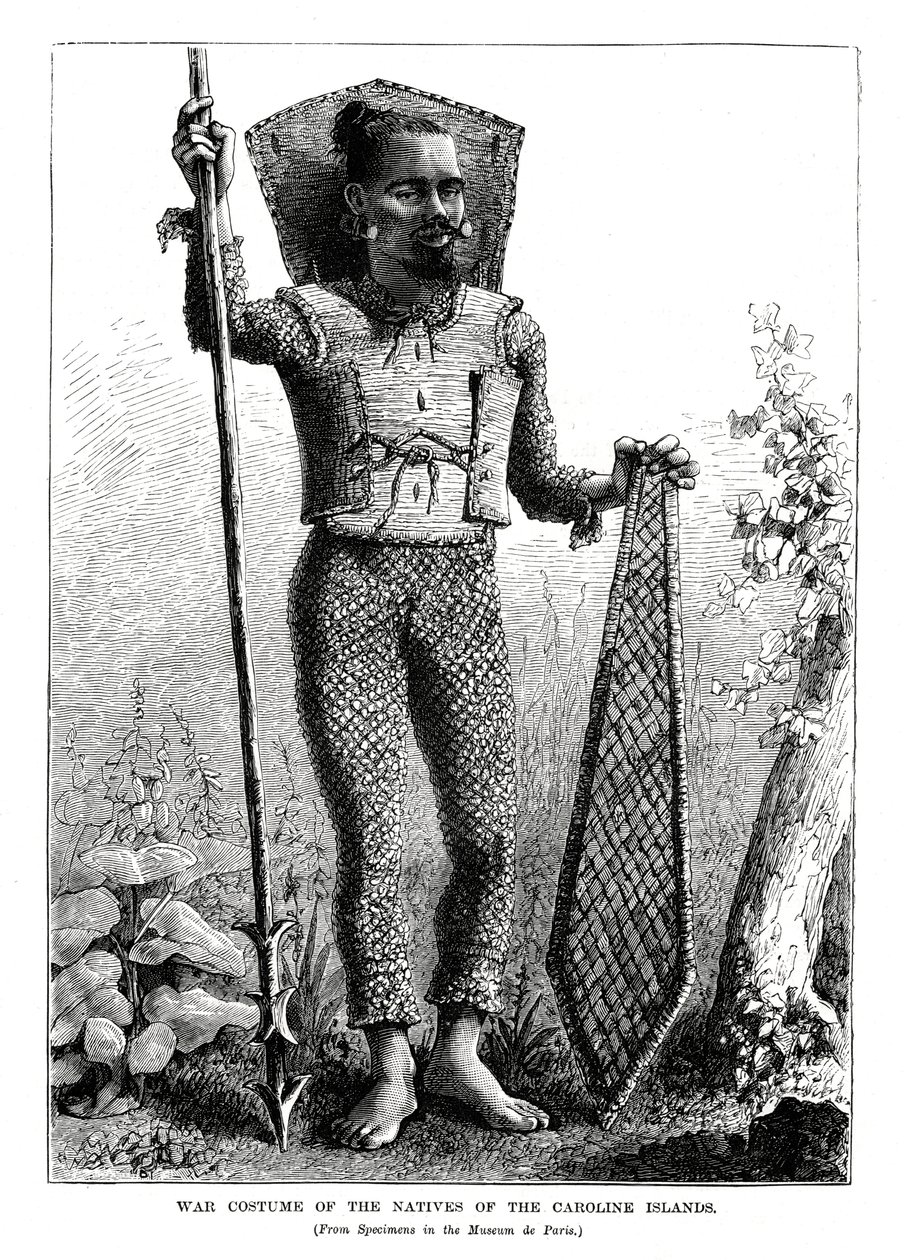 War Costume of the Natives of the Caroline Islands, central Pacific Ocean, 1877 by Unbekannt