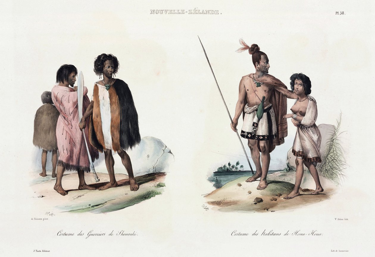 Warriors of Shouraki, and Inhabitants of Houa Houa, New Zealand by Unbekannt