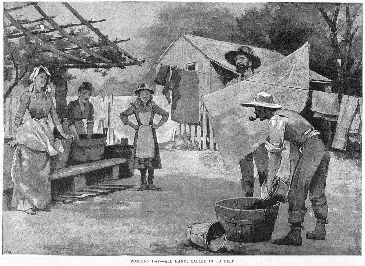 Washing Day - All Hands Called In to Help, 1889 by Unbekannt