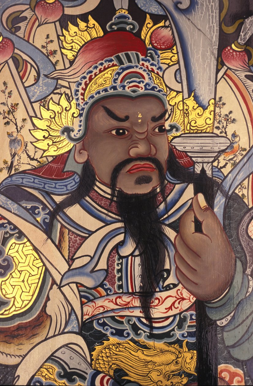 Wat Pho Buddhist Temple Guardian Painted on Door, Bangkok, Thailand by Unbekannt
