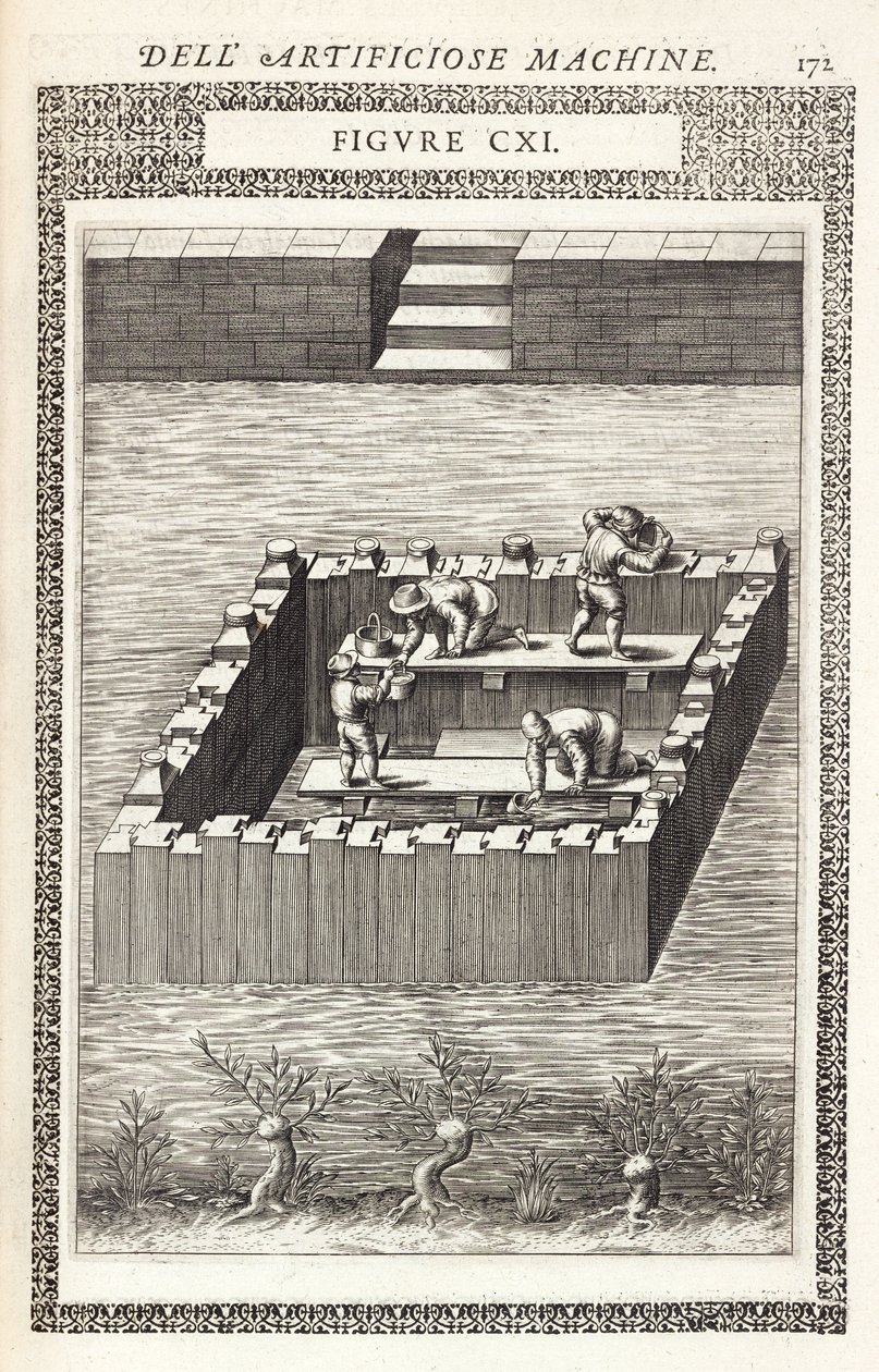 Water Supply, Dams & Reservoirs: Draining Water from Behind a Coffer-Dam by Unbekannt