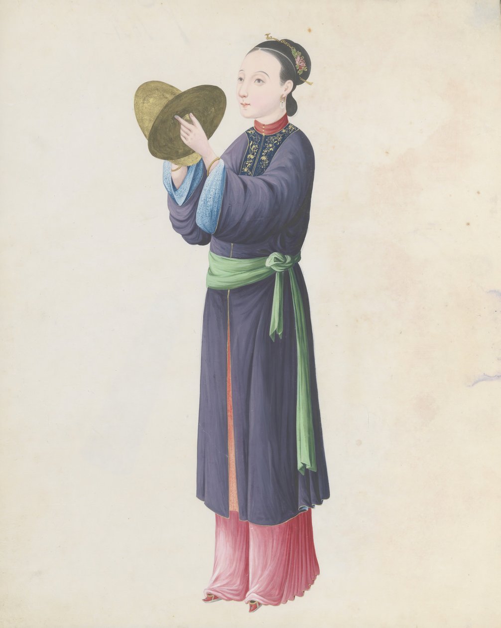 Watercolour of musician playing bo tongbo by Unbekannt