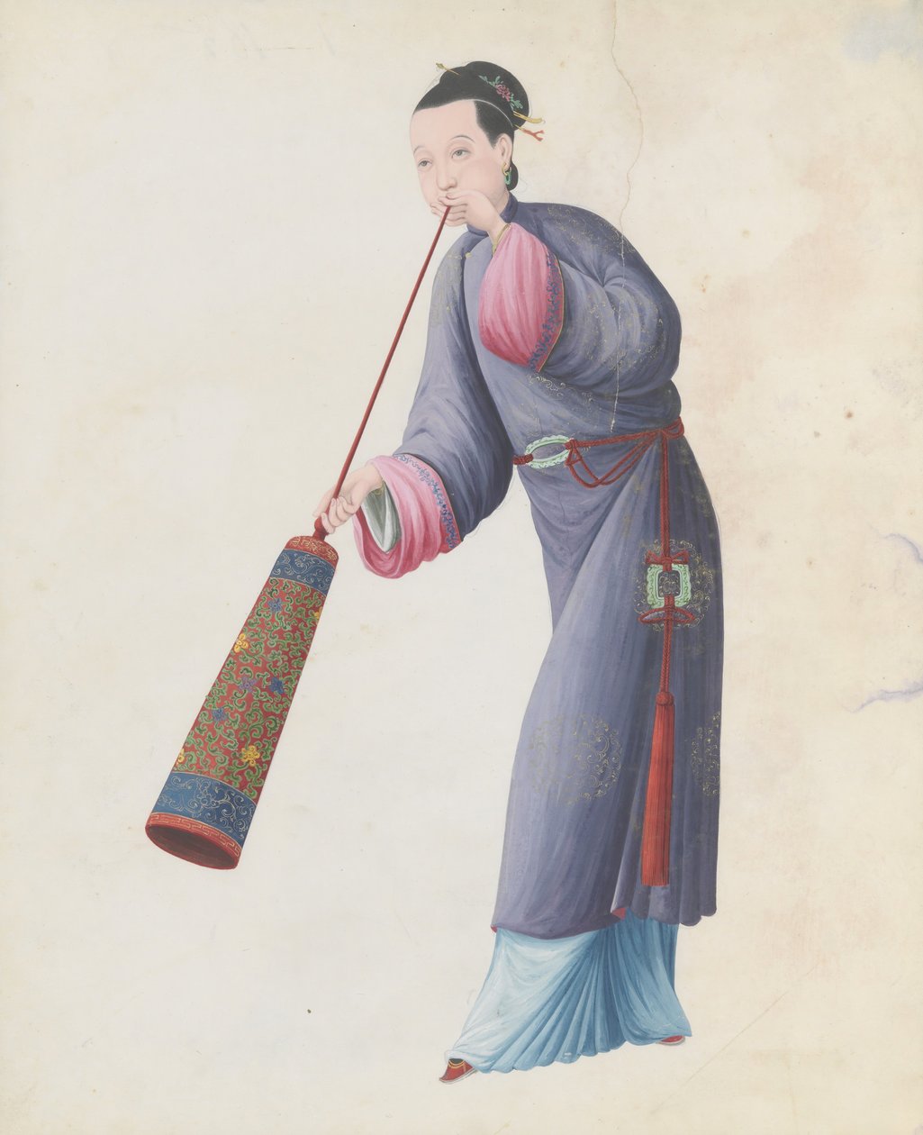 Watercolour of Musician Playing Laba by Unbekannt