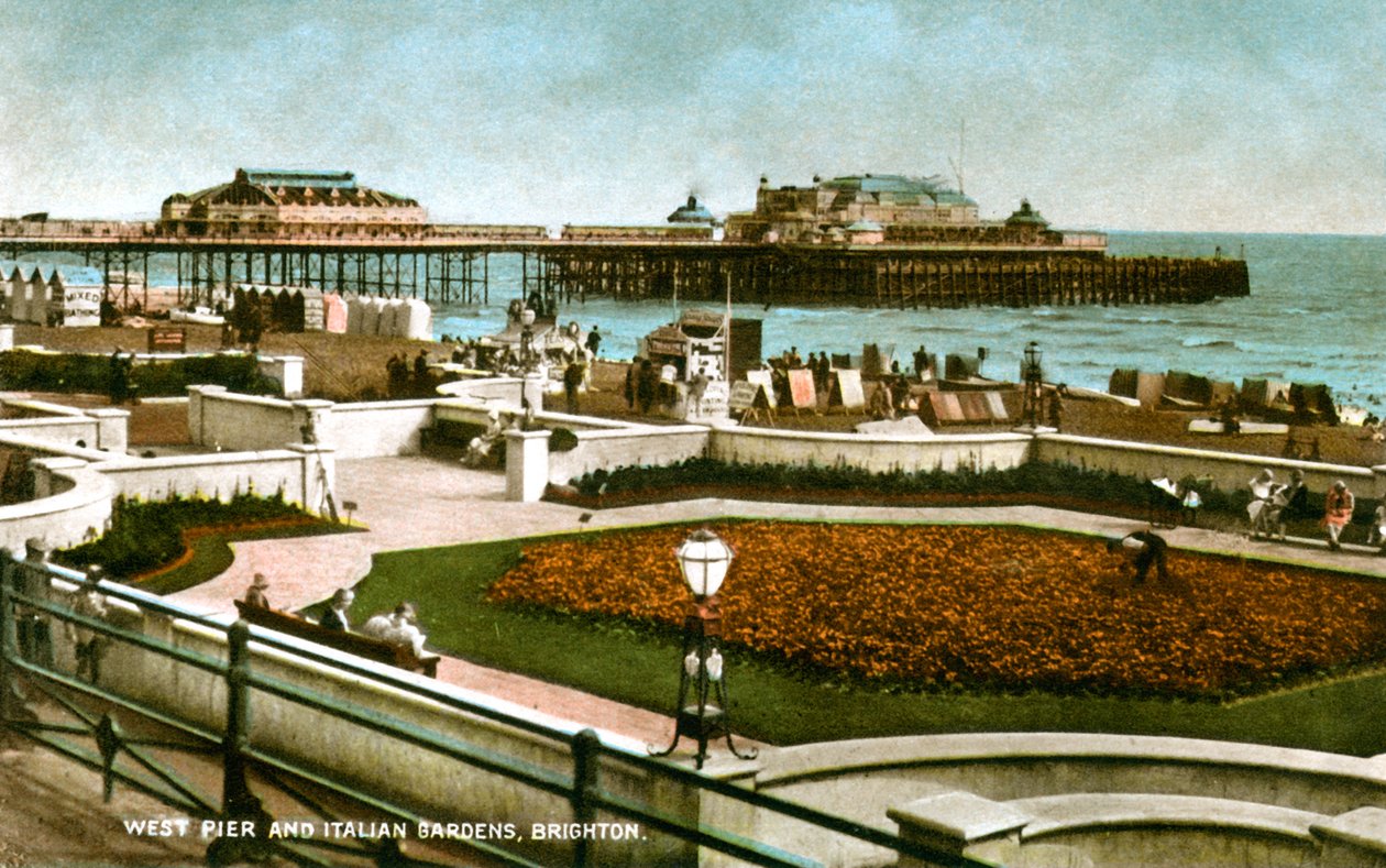 West Pier and Italian Gardens, Brighton, Sussex, 1928 by Unbekannt