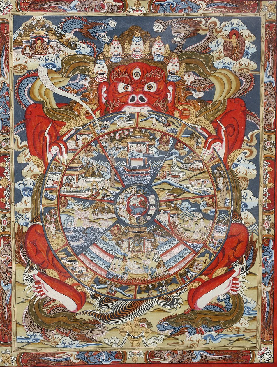 Wheel of life or wheel of Samsara (Mandala), Kopan monastery, Bhaktapur, Nepal by Unbekannt