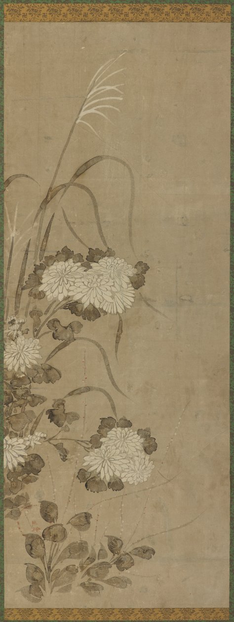 White Chrysanthemums and Grasses by Unbekannt