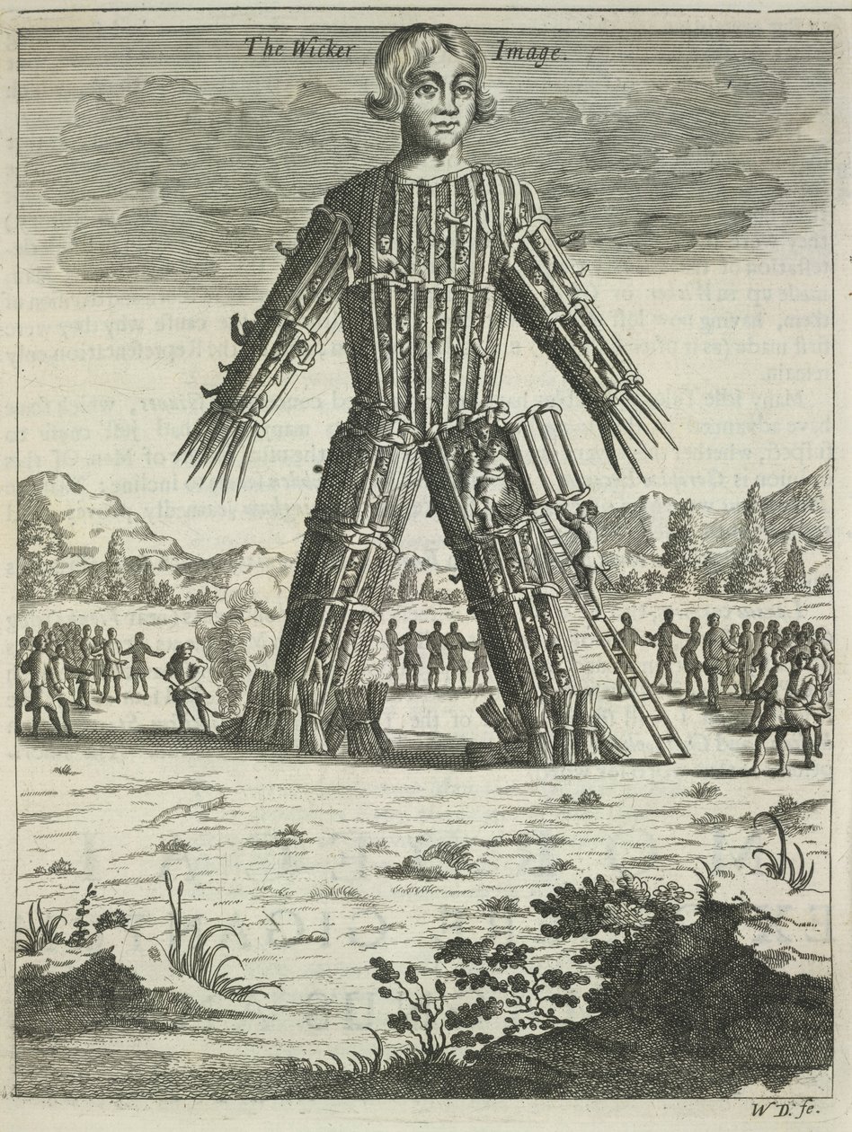 Wicker man from Britannia Antiqua Illustrata by Aylett Sammes, 1676 by Unbekannt