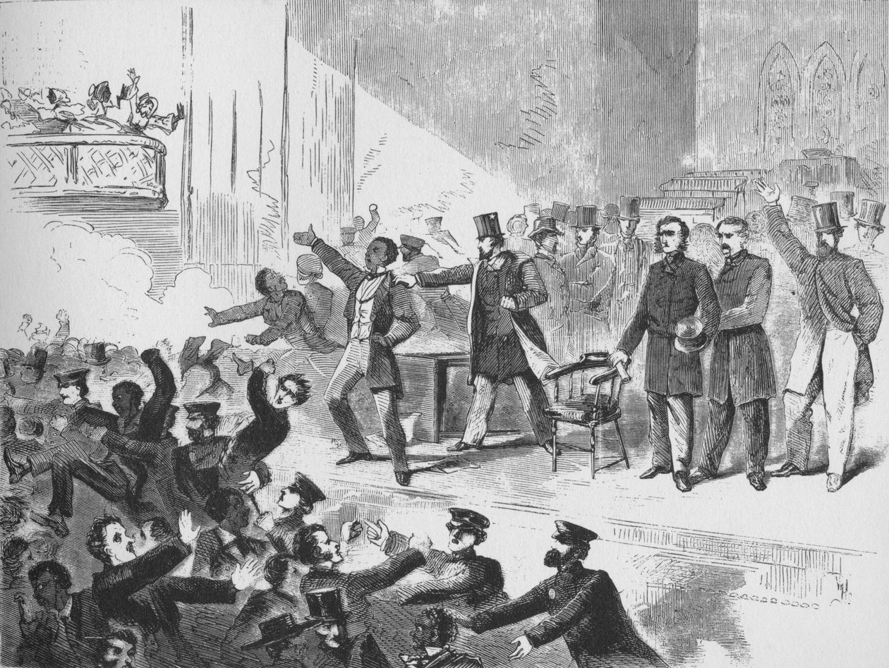 William Lloyd Garrison Trying to Hold a John Brown Anniversary Meeting in Tremont Temple, Boston by Unbekannt