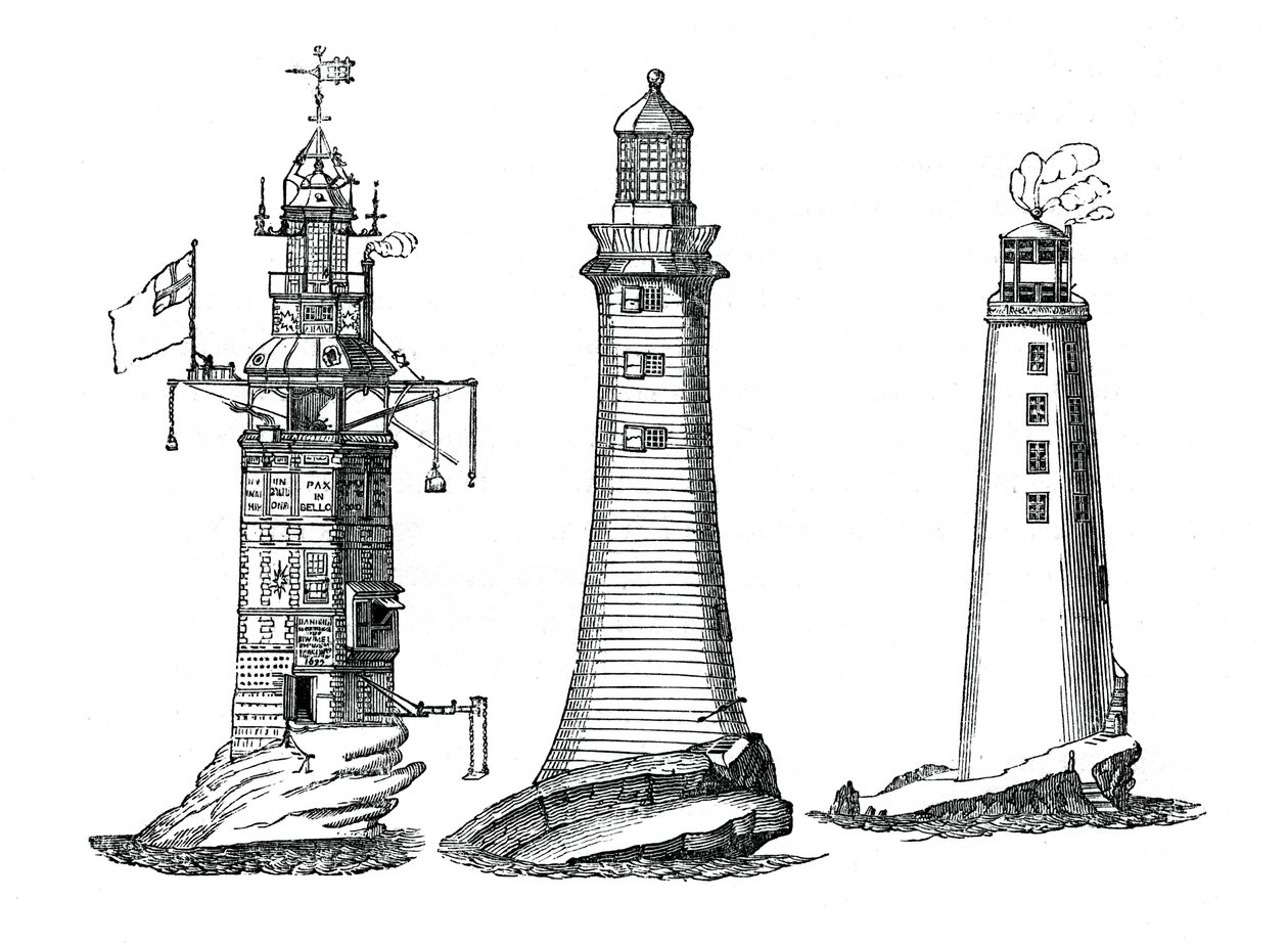 Winstanley, Smeaton and Rudyerd Lighthouses by Unbekannt