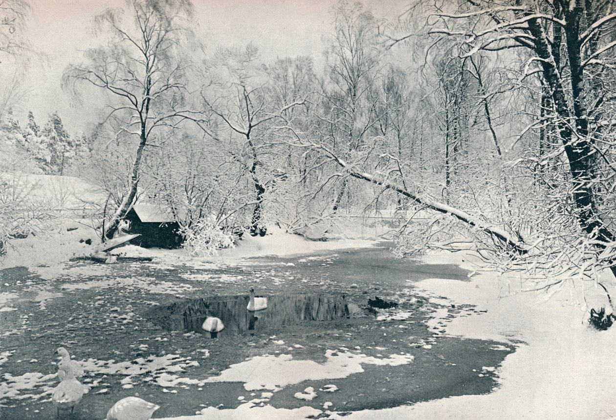 Winter view of the open-air museum at Skansen, c. 1900 by Unbekannt