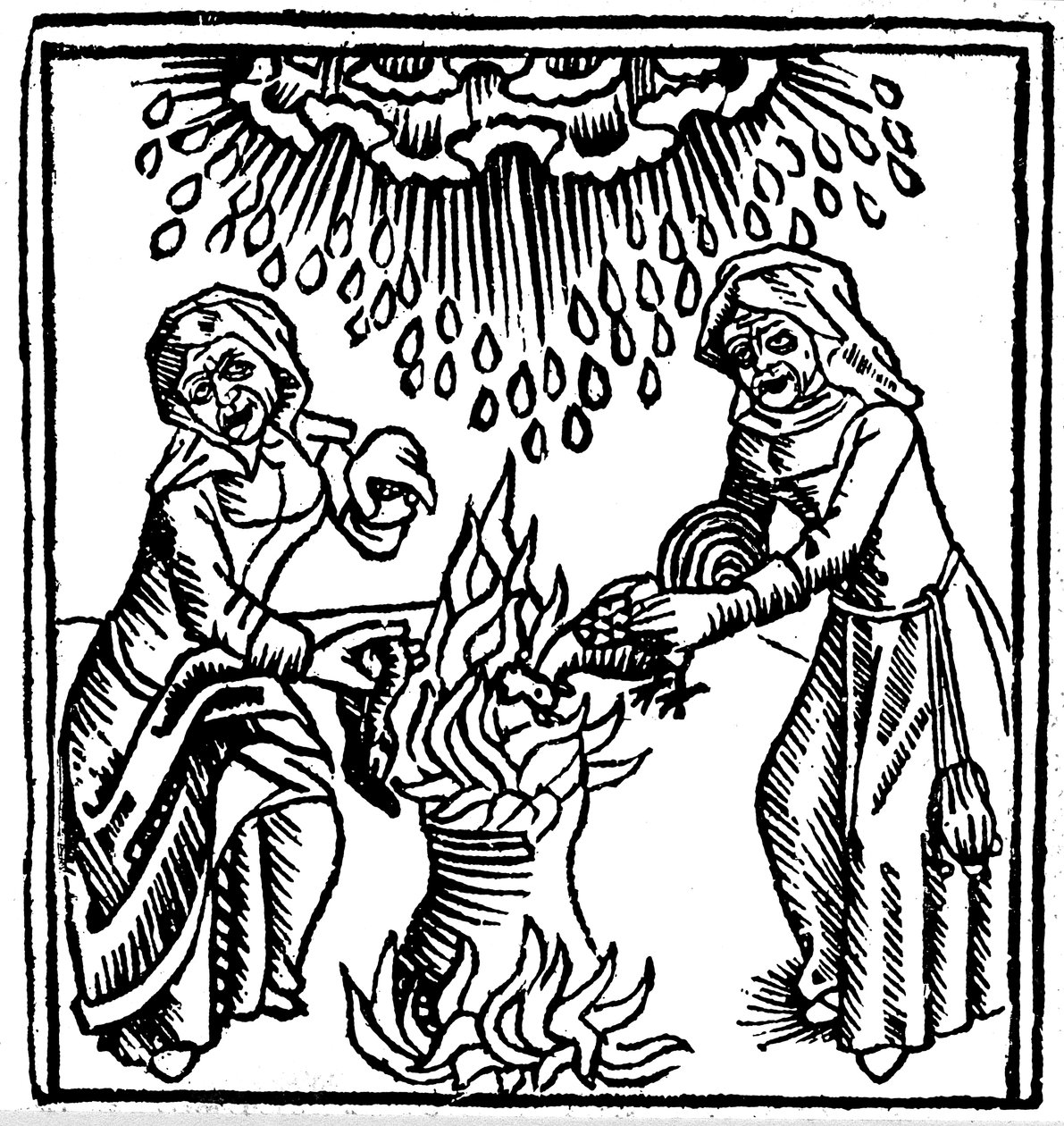 Witches casting a spell to bring rain, 1489 by Unbekannt