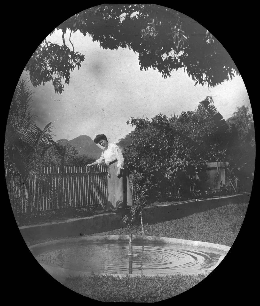 Woman by a Pond in a Garden, Rio de Janeiro, Brazil by Unbekannt