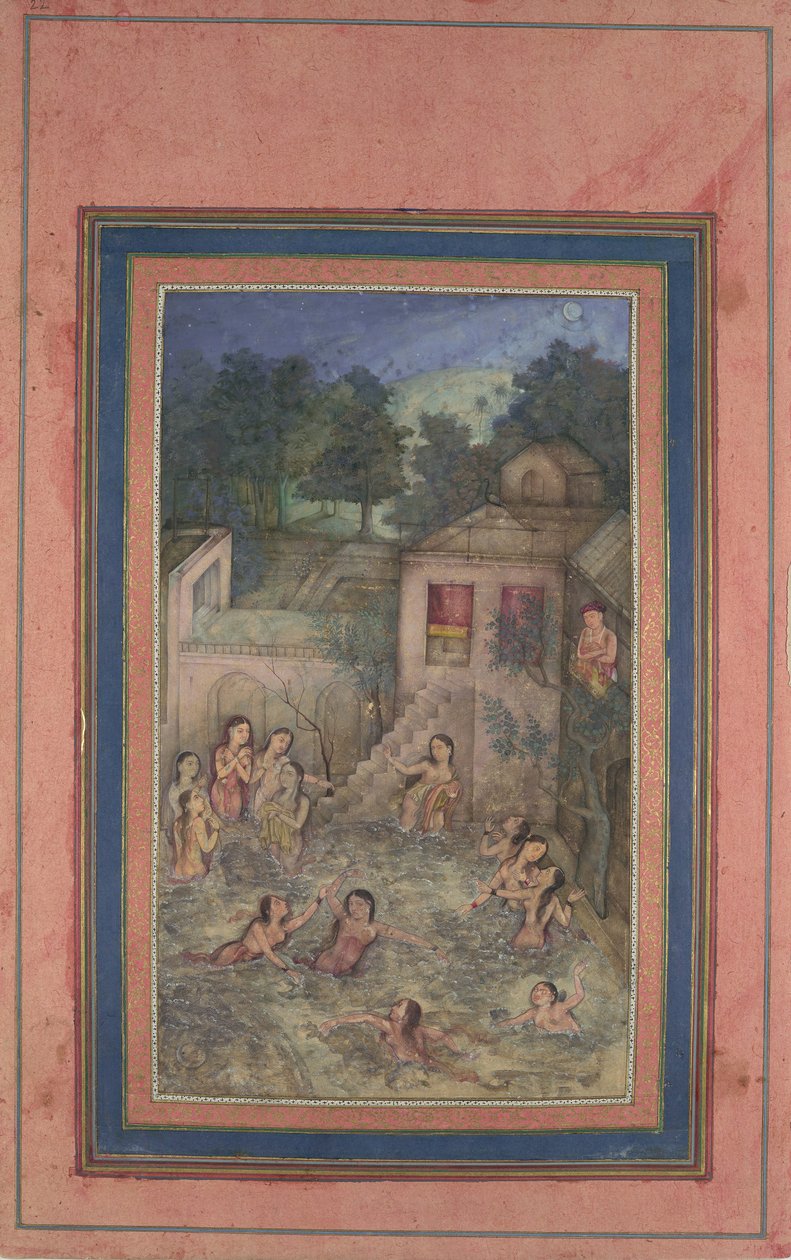 Women Bathing by Moonlight, Folio from the Davis Album by Unbekannt