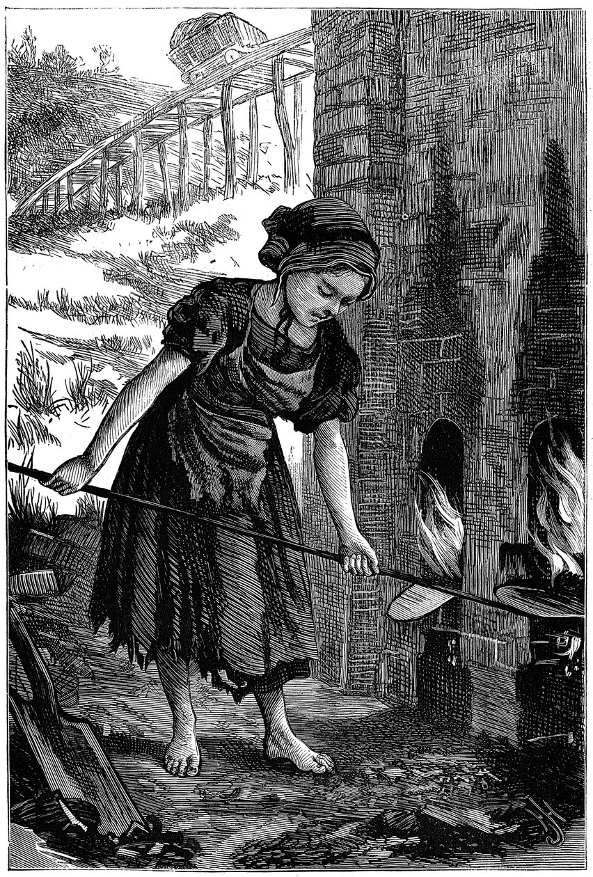 Young Girl Tending the Fire Holes of a Brick Kiln, 1871 by Unbekannt