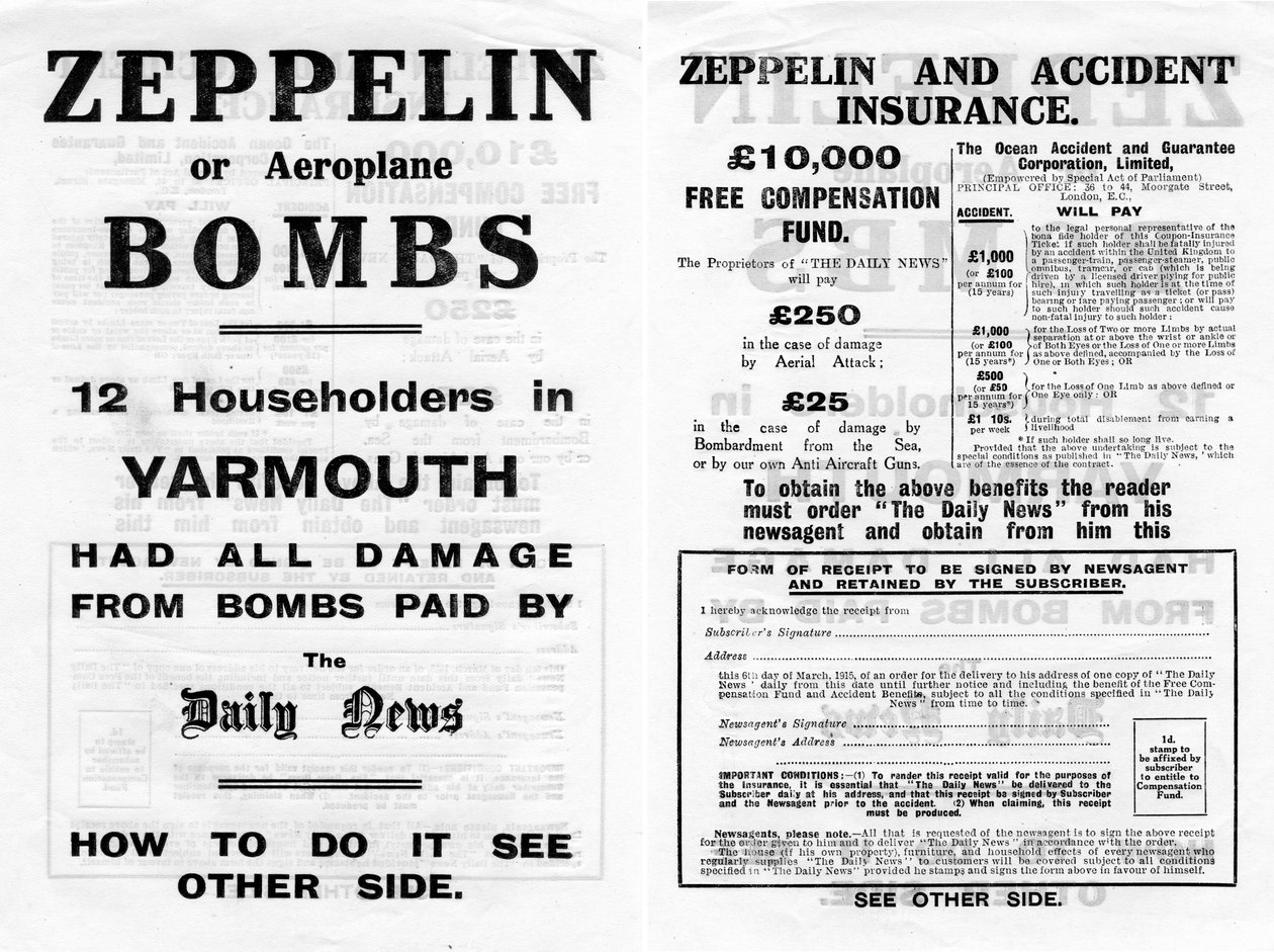 Zeppelin and accident insurance advertisement by Unbekannt