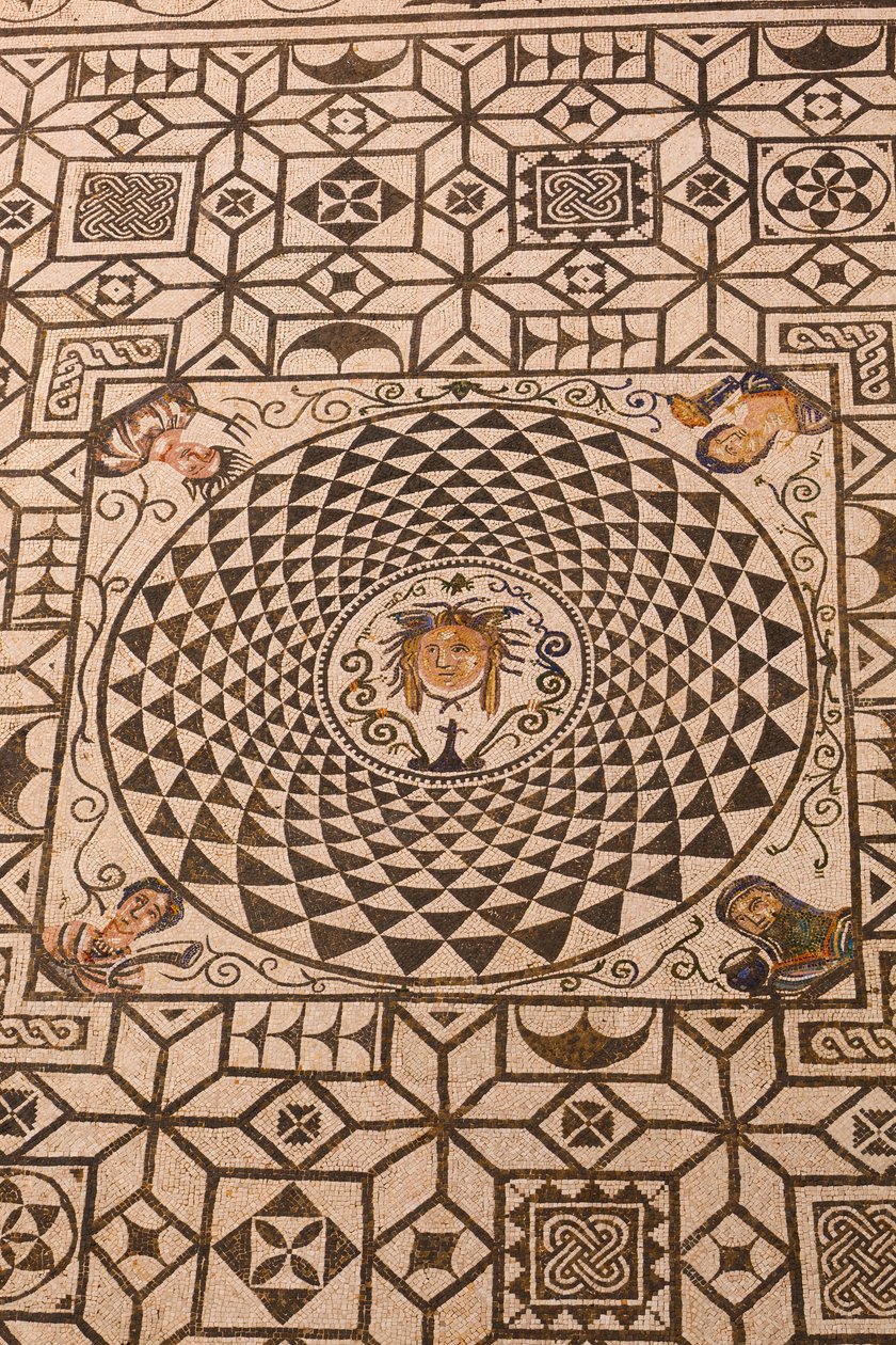 Carmona, Seville Province, Spain. Roman Mosaic of Medusa in Town Hall by Unbekannt Unbekannt