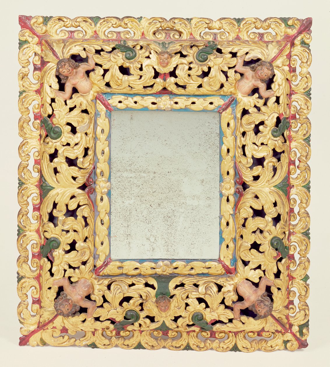 Charles II carved and painted mirror by Unbekannt Unbekannt