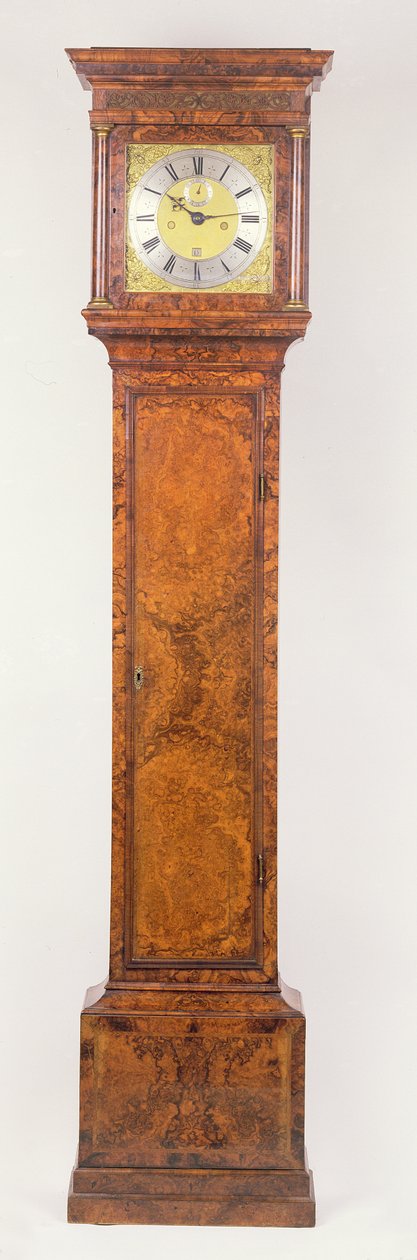 Georgian longcase clock with walnut burr case, 18th century by Unbekannt Unbekannt