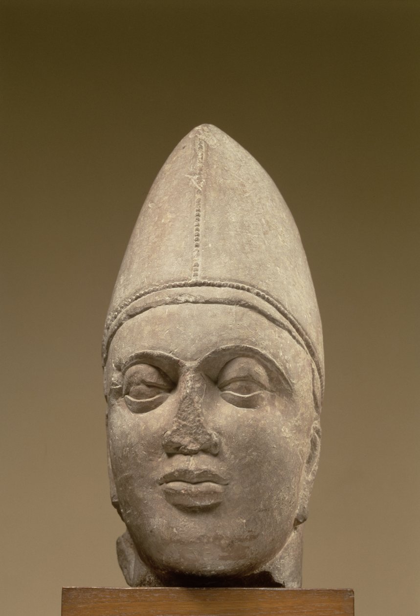 Head of a Scythian, Red Sandstone, 3rd Century AD Ahichhatra, UP by Unbekannt Unbekannt