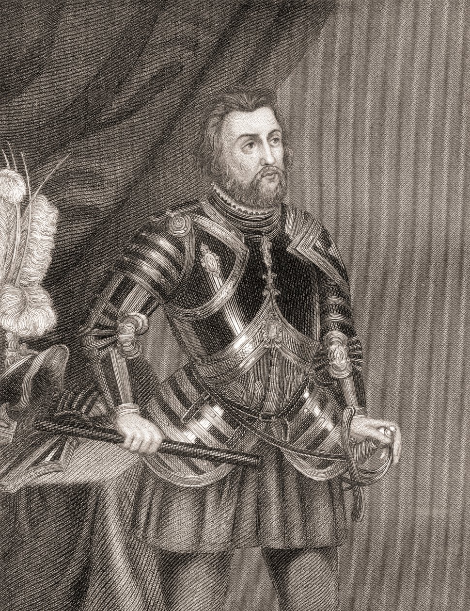 Hernán Cortés de Monroy y Pizarro, from History of The Conquest of Mexico, published 1850 by Unbekannt Unbekannt