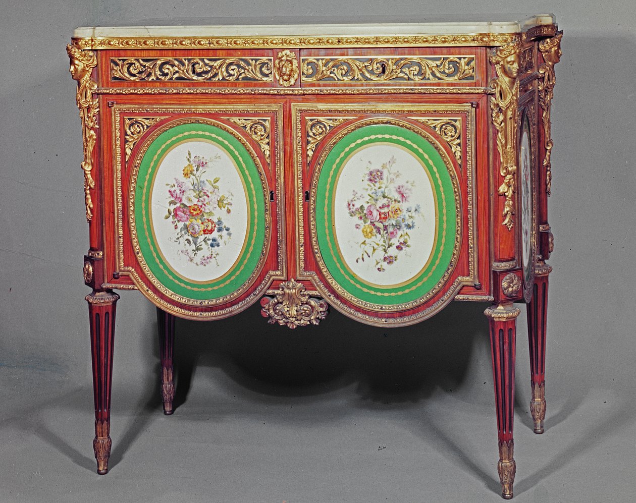 Louis XVI Cabinet, Stamped M. Carlin JME, Decorated with Ormolu and Sevres Plaques, c.1774 by Unbekannt Unbekannt