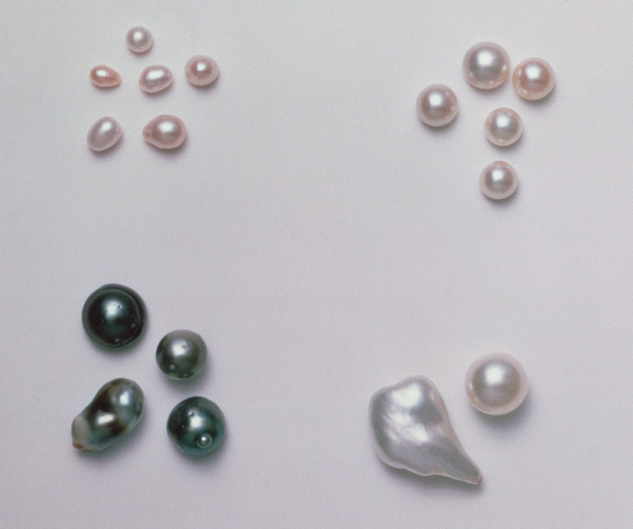 Selection of different shaped cultured pearls