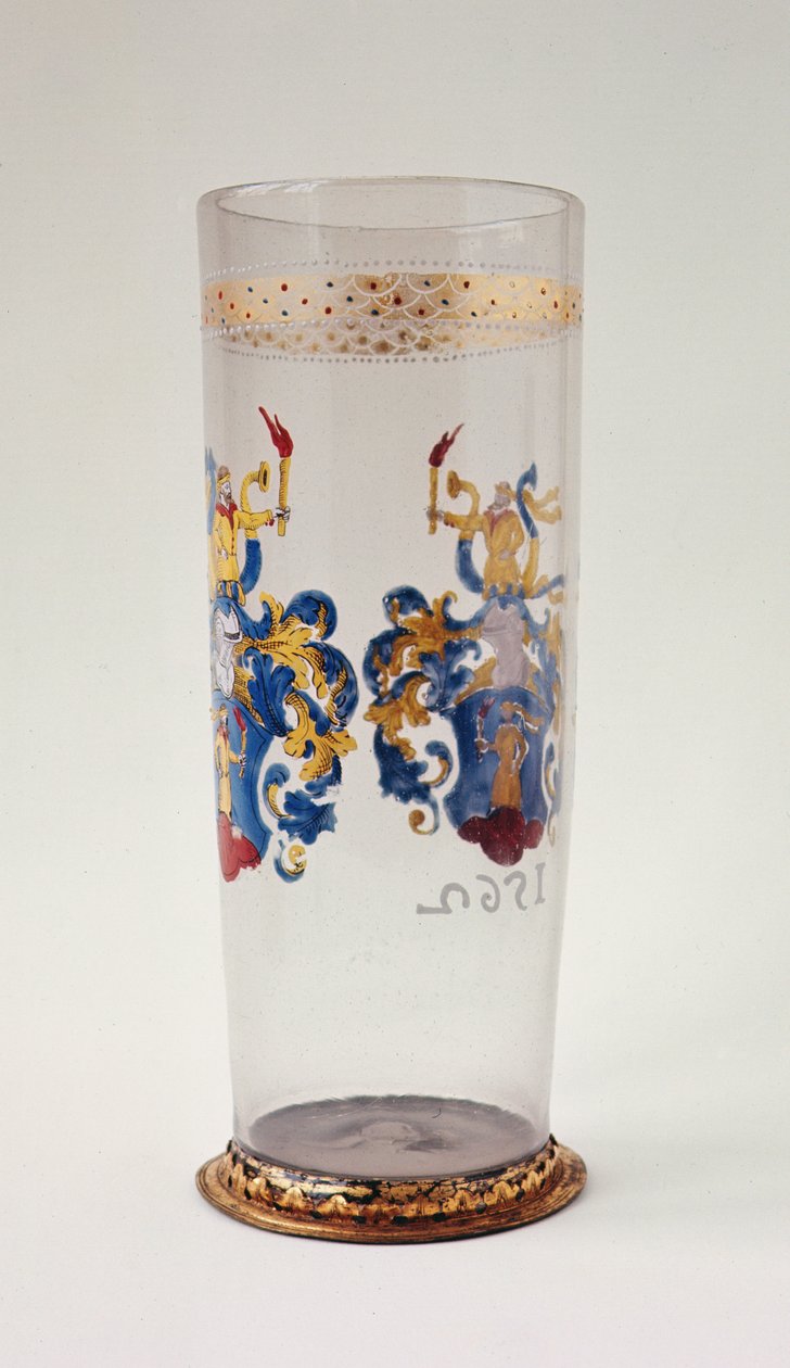 Stangenglas (German Beaker) Enamelled Heraldic Decoration, Silver-Gilt Mount, Probably South German, 1562 by Unbekannt Unbekannt