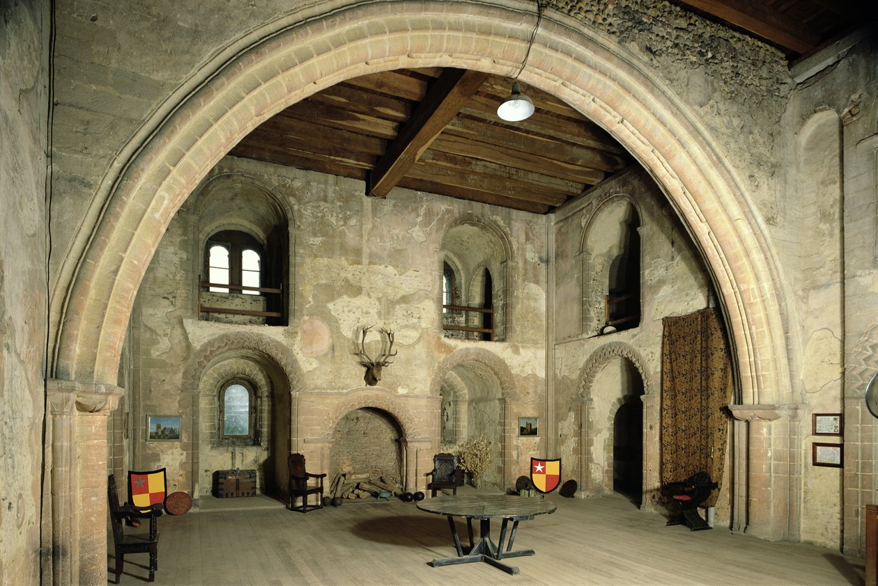 The Banqueting Hall, Hedingham Castle, English School, 12th century, Essex, UK by Unbekannt Unbekannt