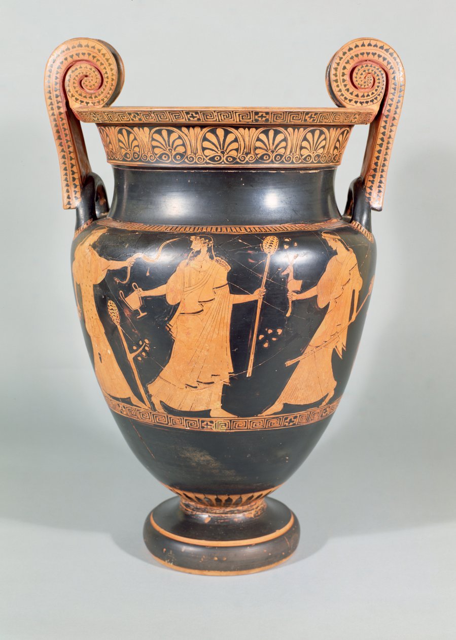 Volute krater, Dionysiac scene showing ritual dismemberment of a wild animal, Attic, 450-425 BC by Unbekannt Unbekannt