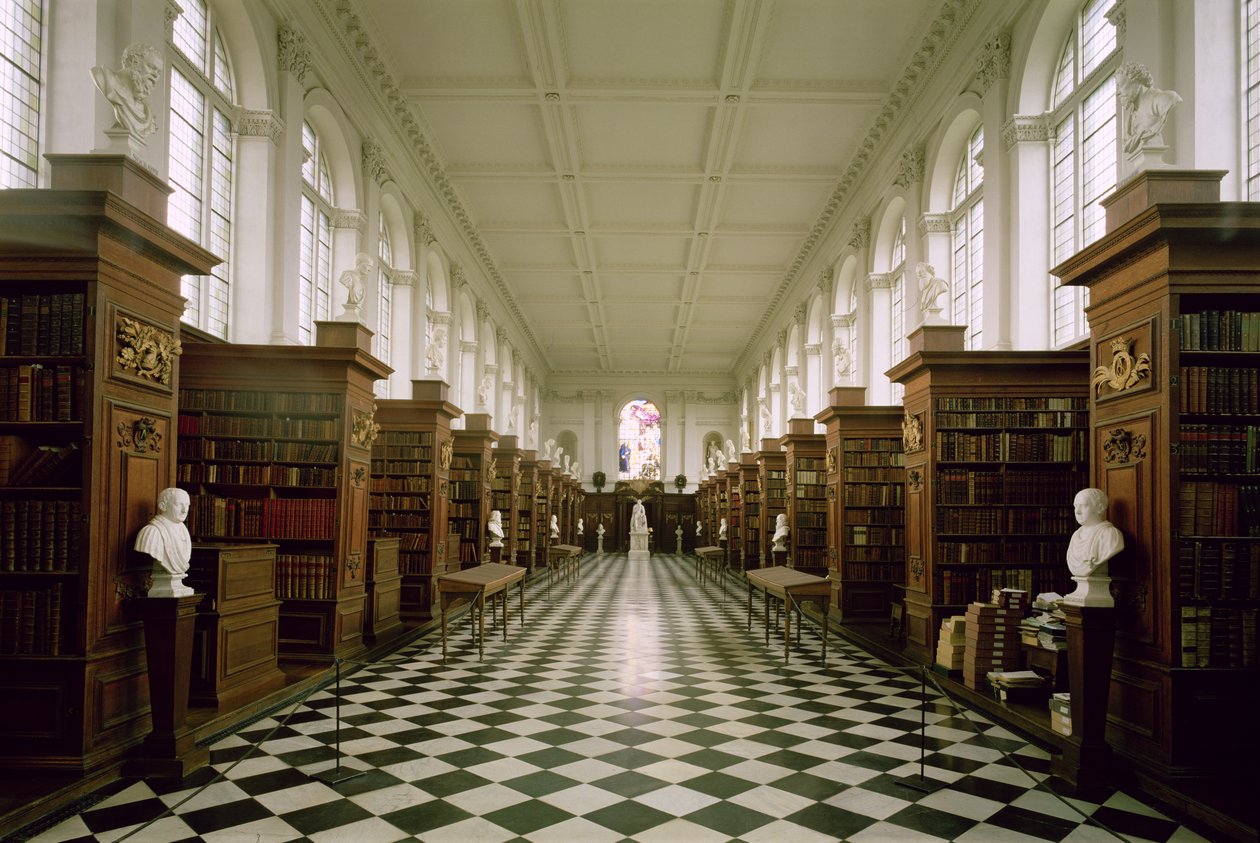 Wren Library, Interior view, 1676-84, built by Sir Christopher Wren ...