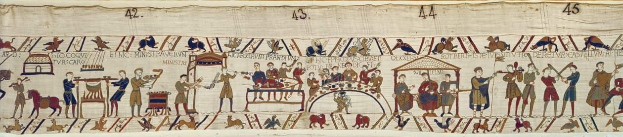 Norman servants preparing a banquet for William, Bayeux Tapestry by Unbekannt Unbekannt