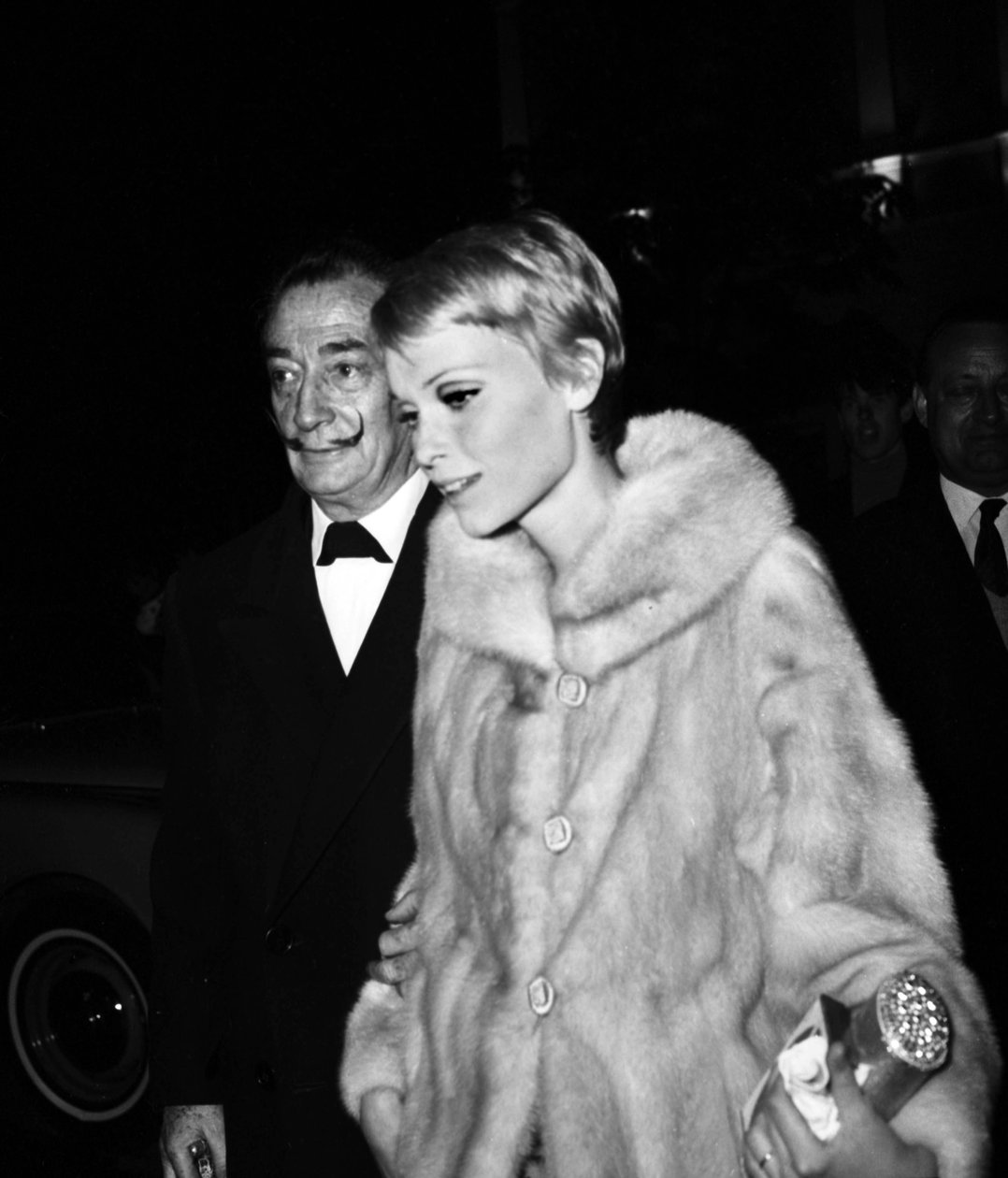 Salvador Dali and Mia Farrow at the Premiere of the film 
