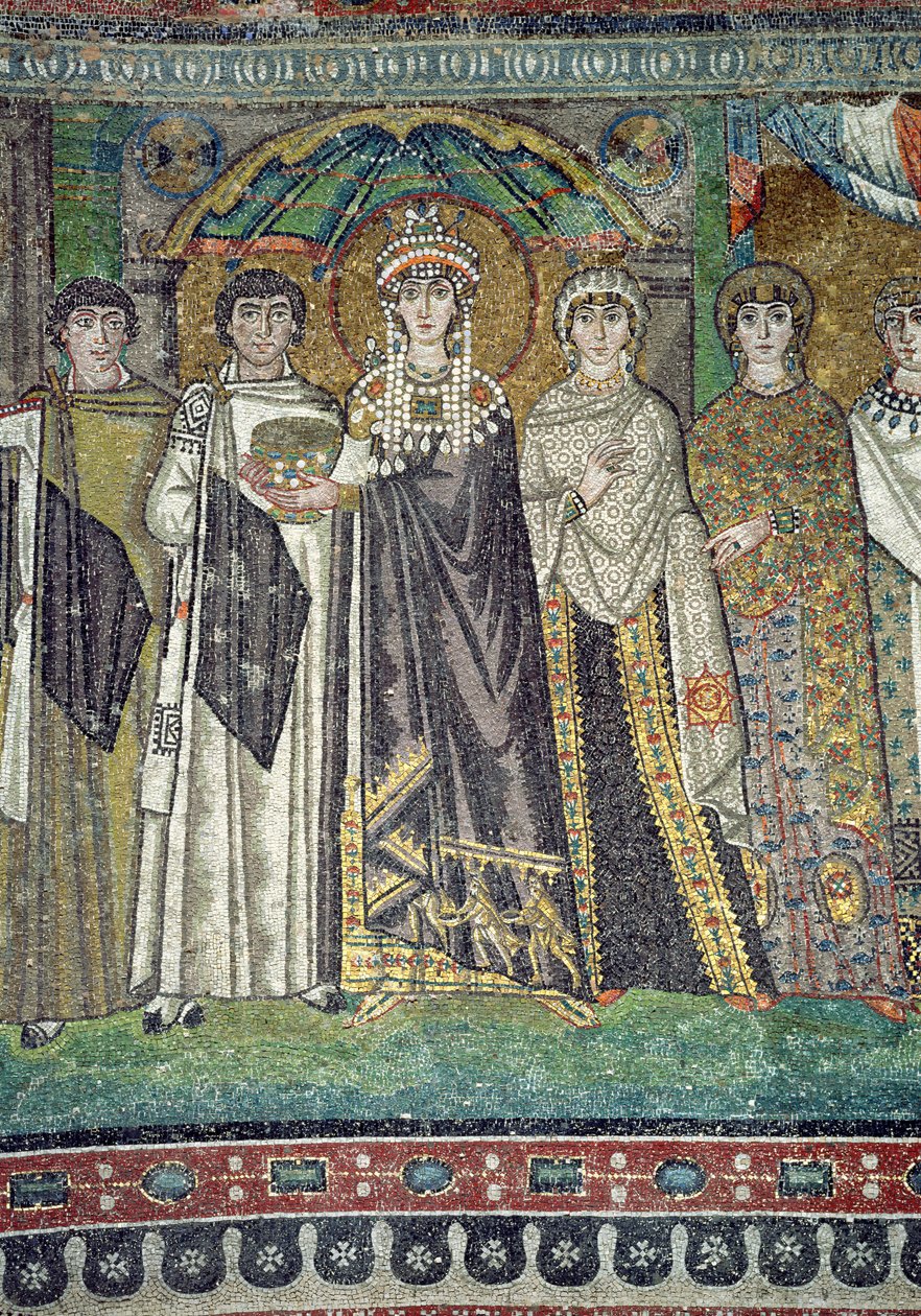 Theodora and her court, detail of the Empress, c.547 AD by Unbekannt Unbekannt