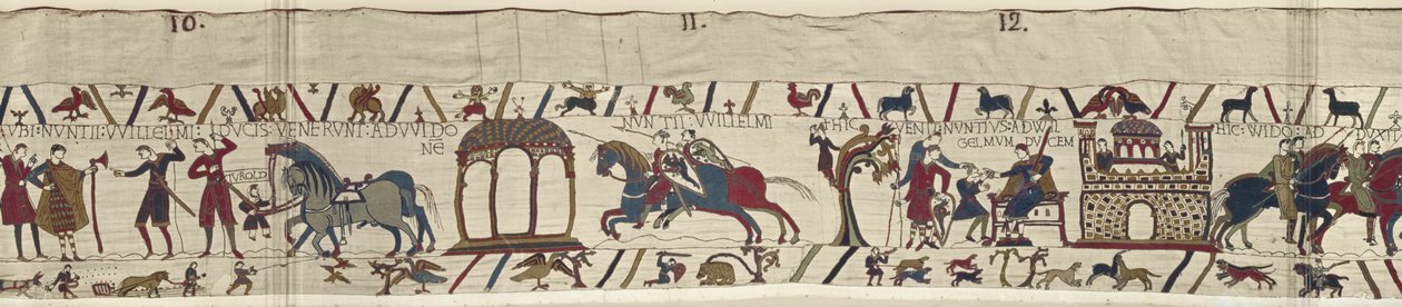Envoys from Duke William are sent to Count Guy and return with a message, Bayeux Tapestry by Unbekannt Unbekannt