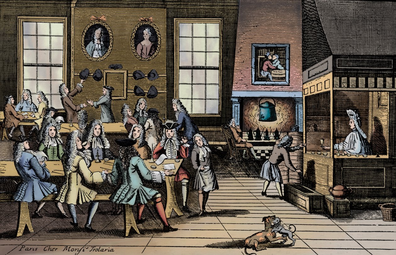18th Century Coffee House by Unbekannter Künstler