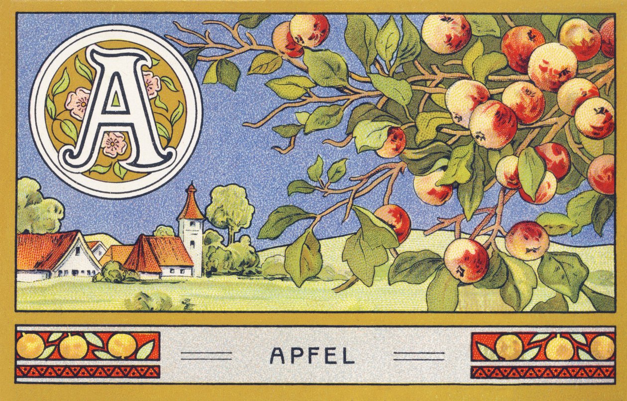 A: Apfel - Alphabet Palmin (Chromolithography, H. Schlinck & Cie, Hamburg) by Unbekannter Künstler