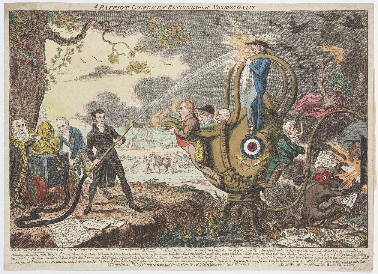 A Patriot Luminary Extinguishing Noxious Gas by Unbekannter Künstler