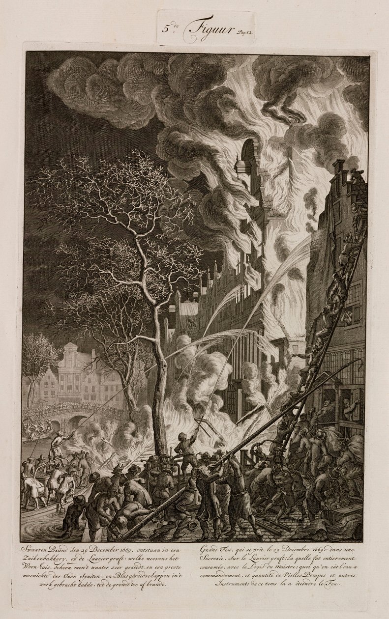 A fire in a sugar refinery, Amsterdam, Holland, 29 December 1669 by Unbekannt